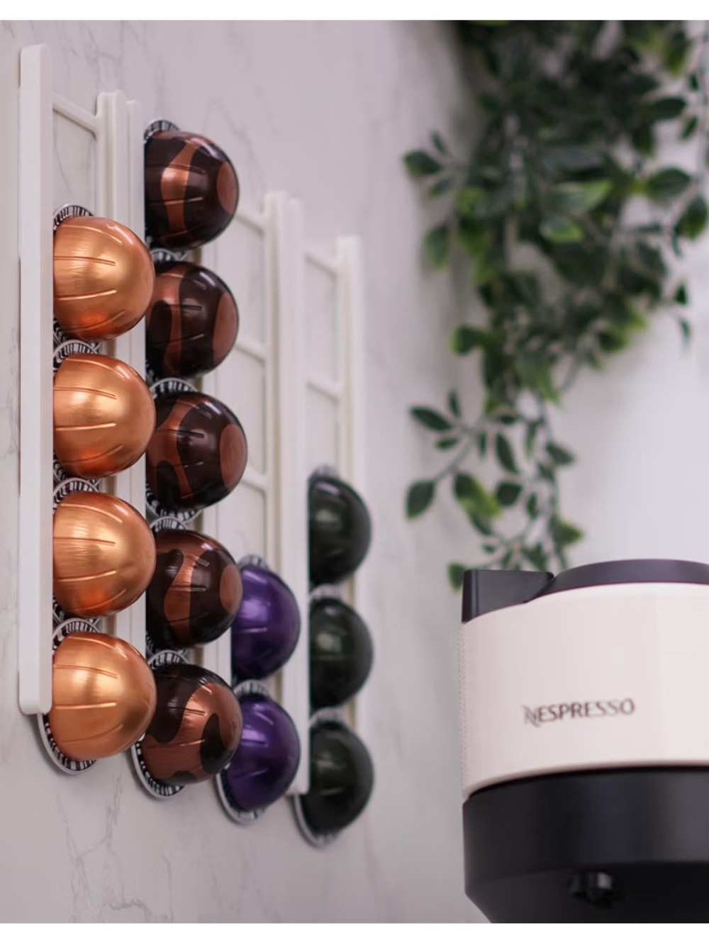 Adhesive Coffee Pod Holder Nespresso vertuo Holds 10 Capsules - Wall or cabinet